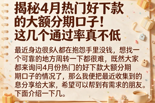 揭秘4月热门好下款的大额分期口子，这几个通过率真不低