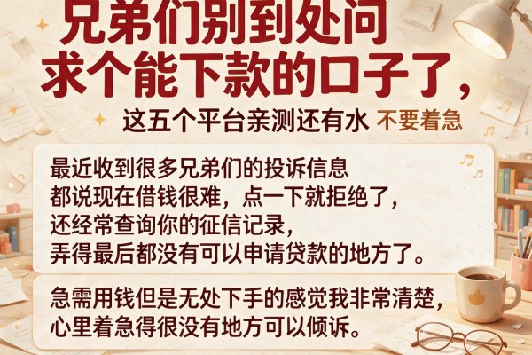 兄弟们别到处问求个能下款的口子了，这五个平台亲测还有水