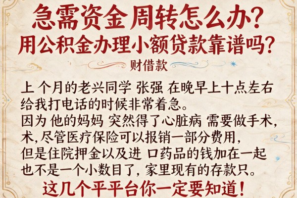 急需资金周转怎么办？用公积金办理小额贷款靠谱吗？这几个平台你一定要知道！