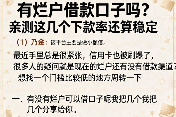有烂户借款口子吗？亲测这几个下款率还算稳定
