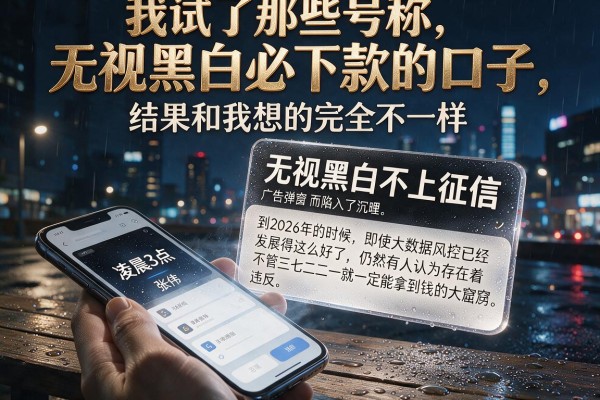 我试了那些号称无视黑白必下款的口子，结果和我想的完全不一样