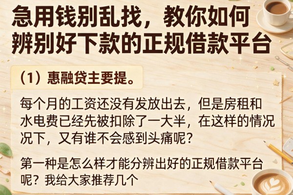 急用钱别乱找，教你如何辨别好下款的正规借款平台