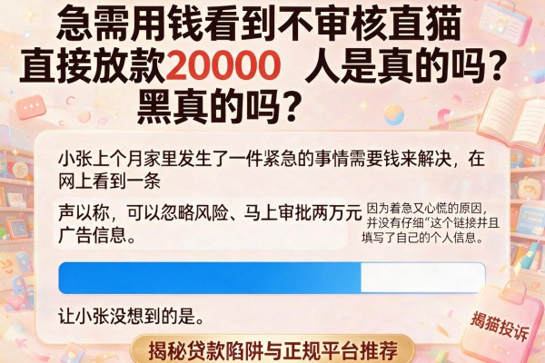 急需用钱看到不审核直接放款20000黑猫投诉是真的吗？揭秘贷款陷阱与正规平台推荐