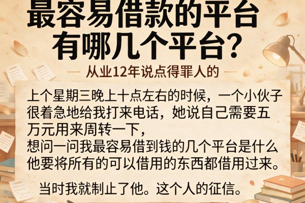 最容易借款的平台有哪几个平台？从业12年说点得罪人的