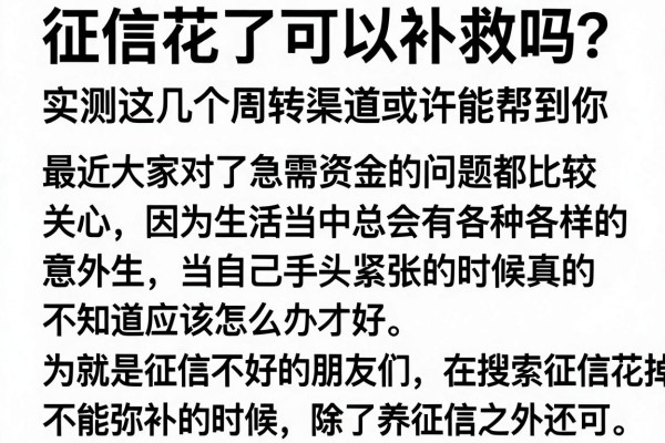 征信花了可以补救吗？实测这几个周转渠道或许能帮到你