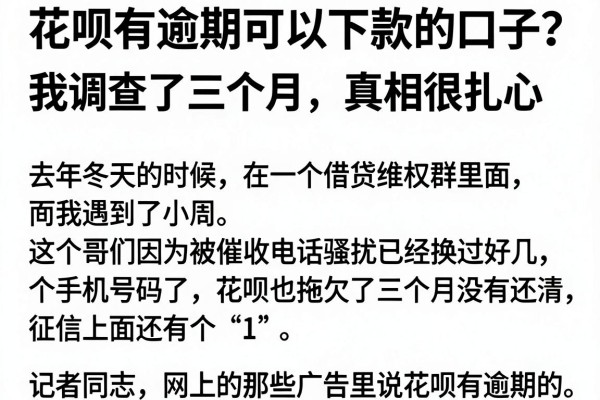 花呗有逾期可以下款的口子？我调查了三个月，真相很扎心
