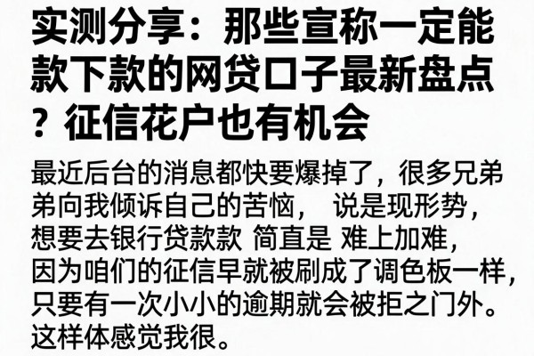实测分享：那些宣称一定能下款的网贷口子最新盘点，征信花户也有机会