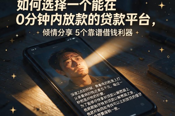 如何选择一个能在0分钟内放款的贷款平台，倾情分享5个靠谱借钱利器