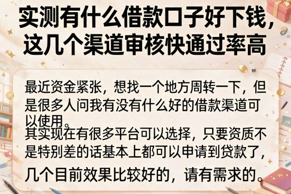 实测有什么借款口子好下钱，这几个渠道审核快通过率高