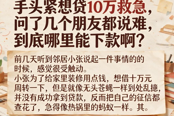 手头紧想贷10万救急，问了几个朋友都说难，到底哪里能下款啊？