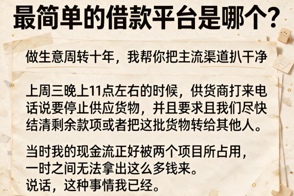 最简单的借款平台是哪个？做生意周转十年，我帮你把主流渠道扒干净