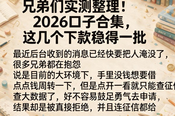 兄弟们实测整理：2026口子合集，这几个下款稳得一批
