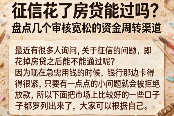 征信花了房贷能过吗？盘点几个审核宽松的资金周转渠道