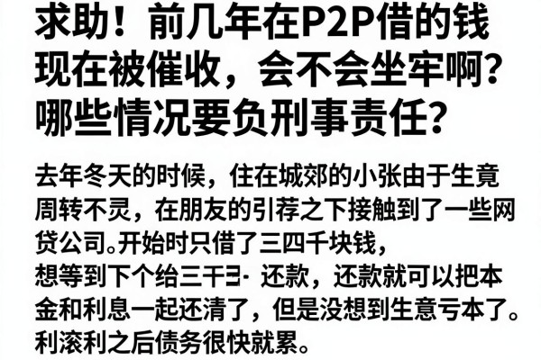 求助!前几年在P2P借的钱现在被催收,会不会坐牢啊?哪些情况要负刑事责任?