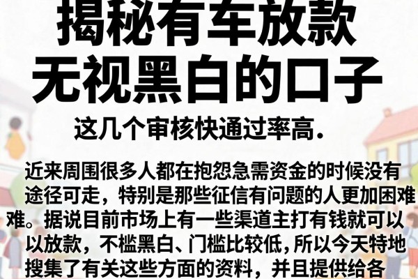 揭秘有车放款 无视黑白的口子，这几个审核快通过率高