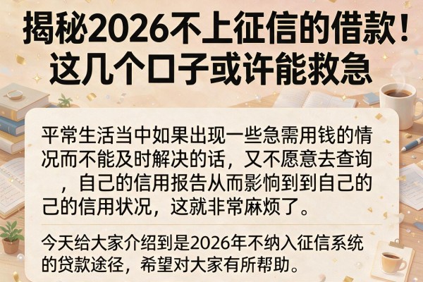 揭秘2026不上征信的借款，这几个口子或许能救急
