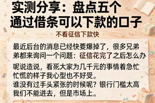 实测分享：盘点五个通过借条可以下款的口子，不看征信下款快