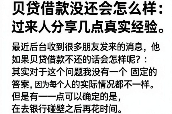 贝贷借款没还会怎么样，过来人分享几点真实经验