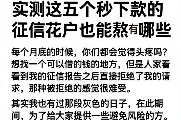 实测这五个秒下款的小口子有哪些，征信花户也能熬出头