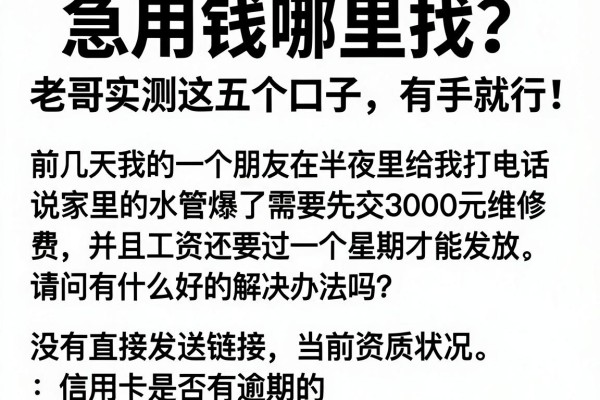 急用钱哪里找？老哥实测这五个口子，有手就行！