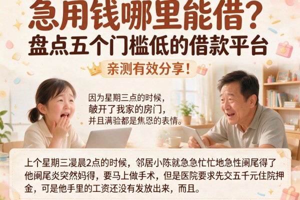 急用钱哪里能借?盘点五个门槛低的借款平台,亲测有效分享!