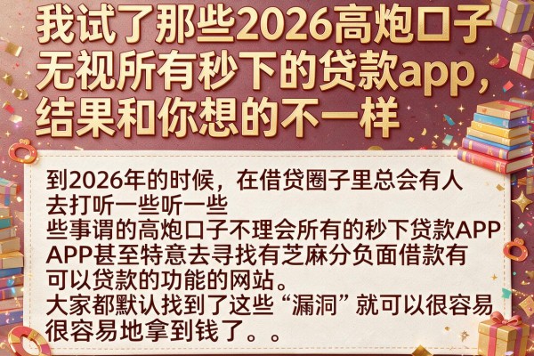 我试了那些2026高炮口子无视所有秒下的贷款app，结果和你想的不一样