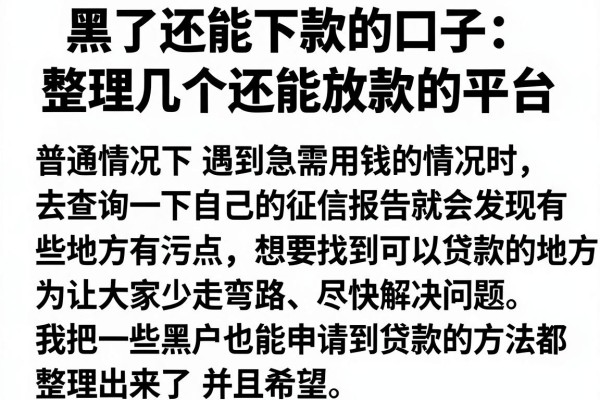 黑了还能下款的口子：整理几个还能放款的平台