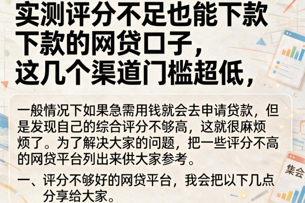 实测评分不足也能下款的网贷口子，这几个渠道门槛超低