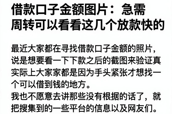 借款口子金额图片：急需周转可以看看这几个放款快的
