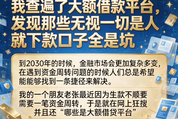 我查遍了大额借款平台，发现那些无视一切是人就下款口子全是坑