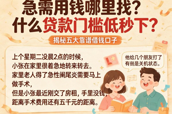 急需用钱哪里找？什么贷款门槛低秒下？揭秘五大靠谱借钱口子