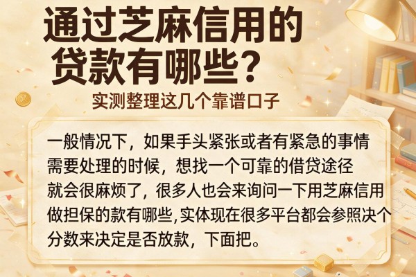 通过芝麻信用的贷款有哪些？实测整理这几个靠谱口子