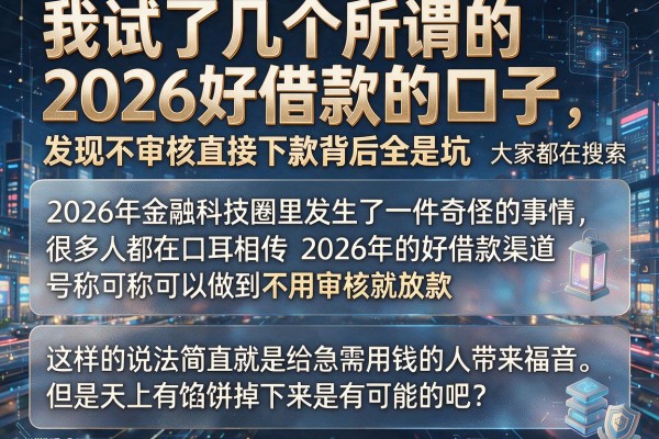 我试了几个所谓的2026好借款的口子，发现不审核直接下款背后全是坑