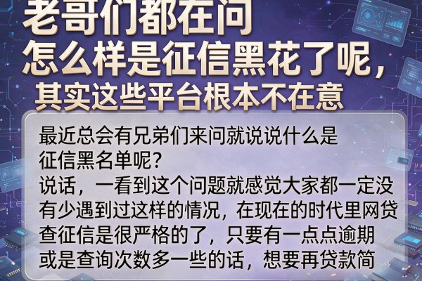 老哥们都在问怎么样是征信黑花了呢，其实这些平台根本不在意