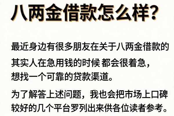 八两金借款怎么样？整理了几个容易下款的平台供参考