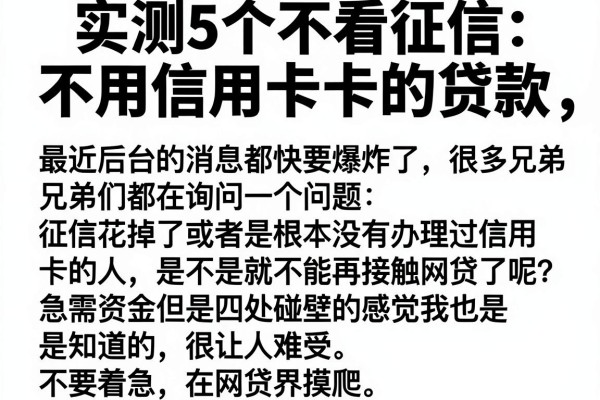 实测5个不看征信不用信用卡的贷款，急用钱的兄弟看过来