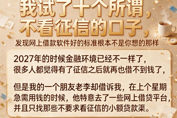 我试了十个所谓不看征信的口子，发现网上借款软件好的标准根本不是你想的那样