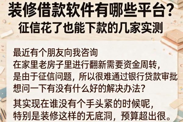 装修借款软件有哪些平台？征信花了也能下款的几家实测