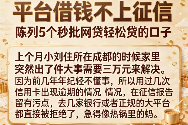 平台借钱不上征信，陈列5个秒批网贷轻松贷的口子