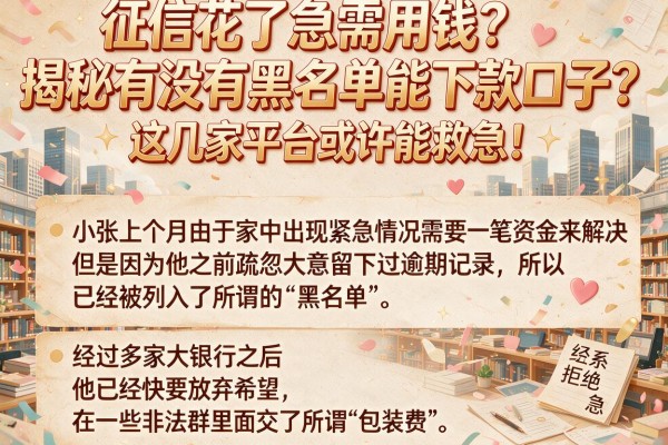 征信花了急需用钱？揭秘有没有黑名单能下款口子？这几家平台或许能救急！