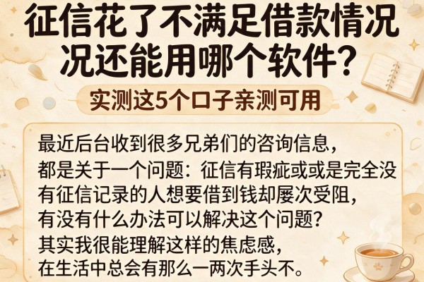 征信花了不满足借款情况还能用哪个软件？实测这5个口子亲测可用