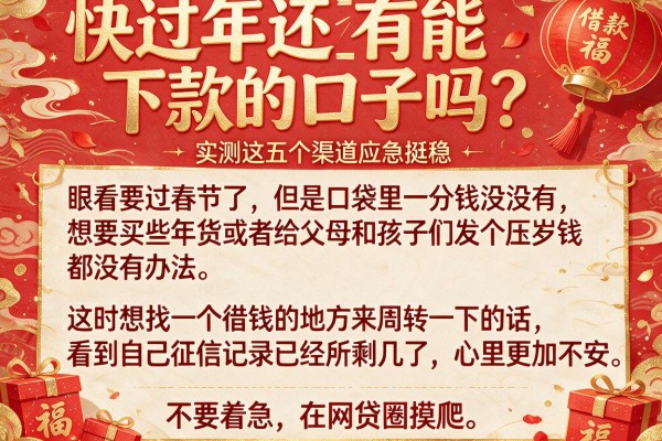 快过年还有能下款的口子吗？实测这五个渠道应急挺稳