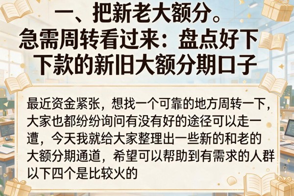 急需周转看过来：盘点好下款的新旧大额分期口子