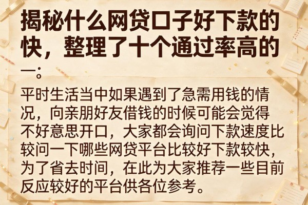 揭秘什么网贷口子好下款的快，整理了十个通过率高的