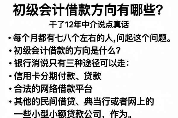 初级会计借款方向有哪些？干了12年中介说点真话