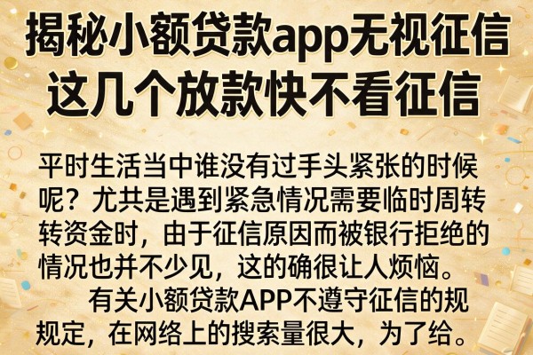 揭秘小额贷款app无视征信，这几个放款快不看征信