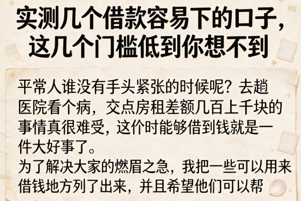 实测几个借款容易下的口子，这几个门槛低到你想不到