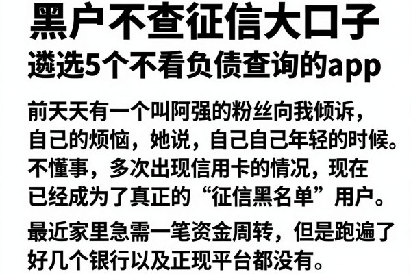 黑户不查征信大口子，遴选5个不看负债查询的app
