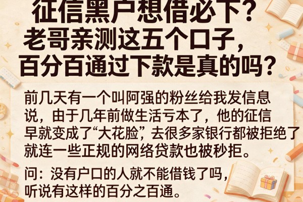 征信黑户想借必下？老哥亲测这五个口子，百分百通过下款是真的吗？