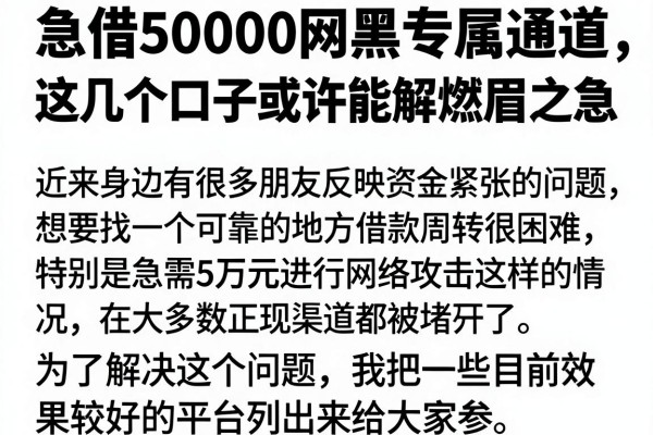 急借50000网黑专属通道，这几个口子或许能解燃眉之急